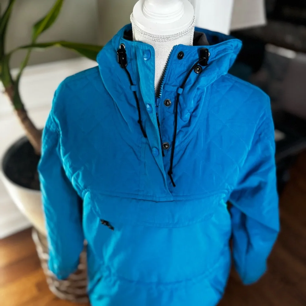 LL‎ BEAN Size S petite Vintage Blue Hooded Parka Coat Jacket CR27 missing fur
